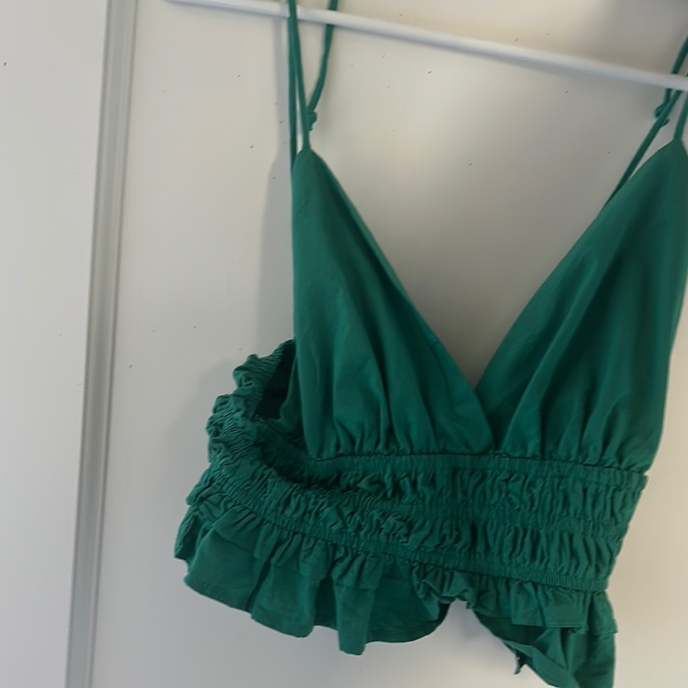 Green Ruched Women's Top